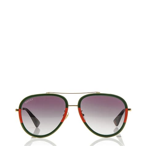 gucci web aviator sunglasses green red green|Gucci aviator sunglasses shades.